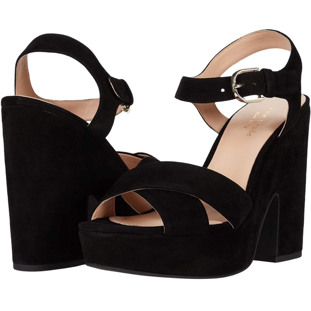 Kate Spade Grace platform sandals black suede